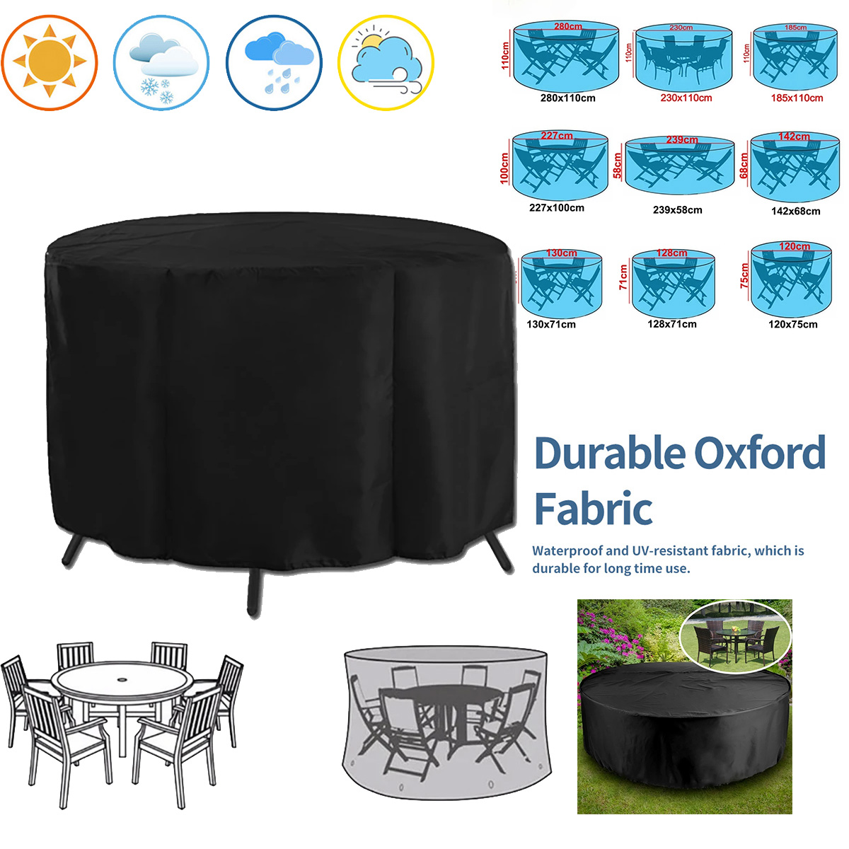 Outdoor Furniture Sunbrella - Copertura Rotonda per Mobili da Giardino,