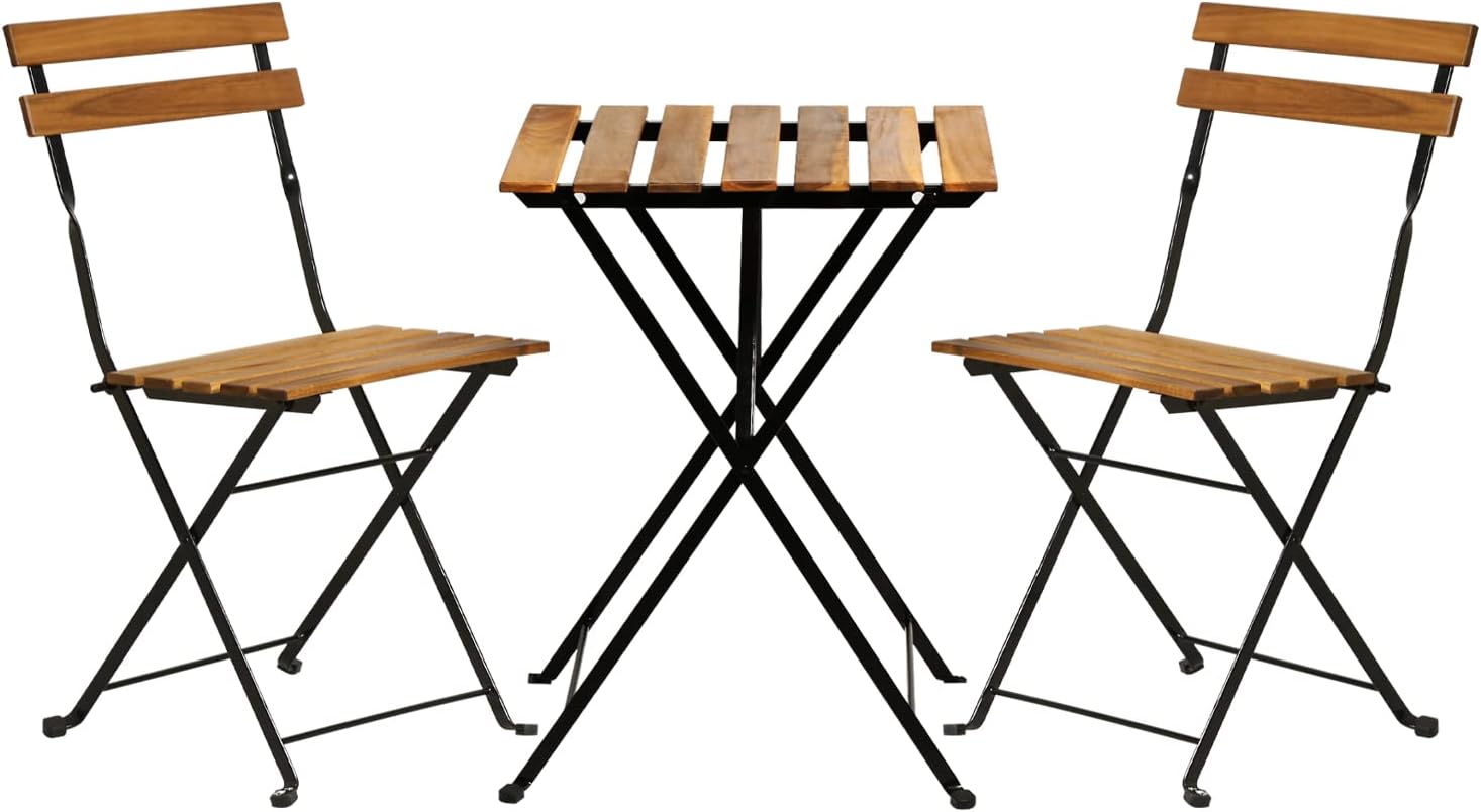 Outdoor Furniture Patio - Set da bistrot pieghevole in legno