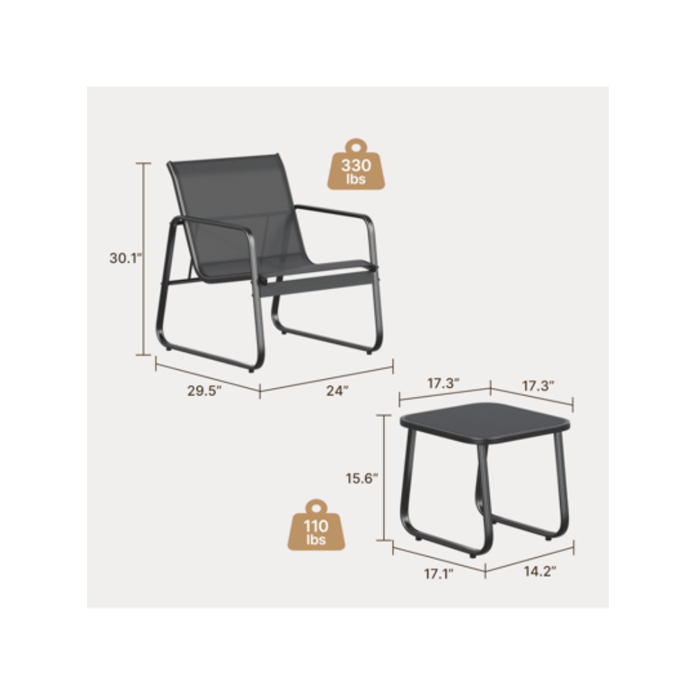 Set di Mobili da Esterno a 3 P - Outdoor Furniture Metal Chairs recensione e prezzo