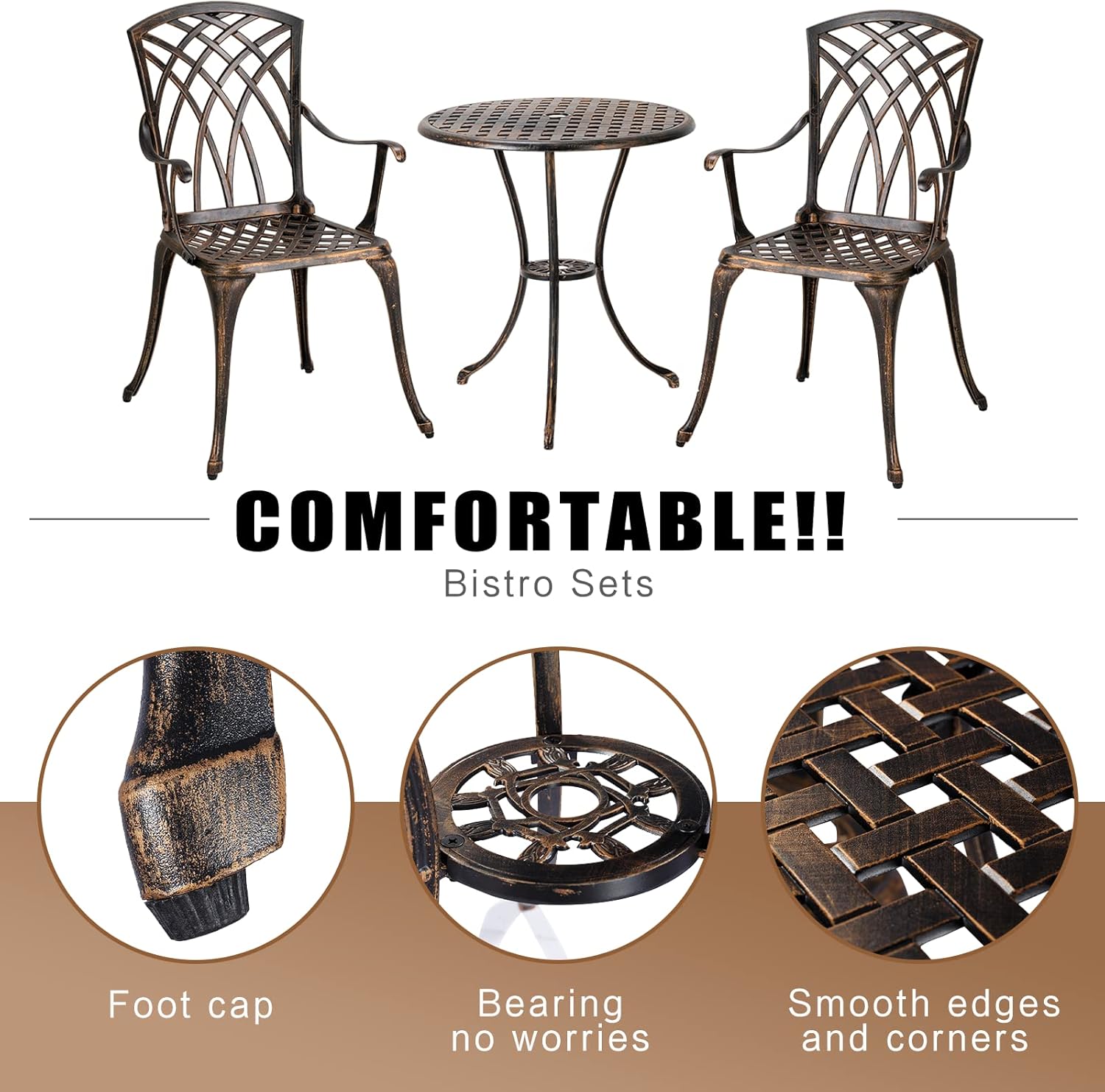 Set da bistrot da esterno in 3 - Outdoor Furniture Patio recensione e prezzo
