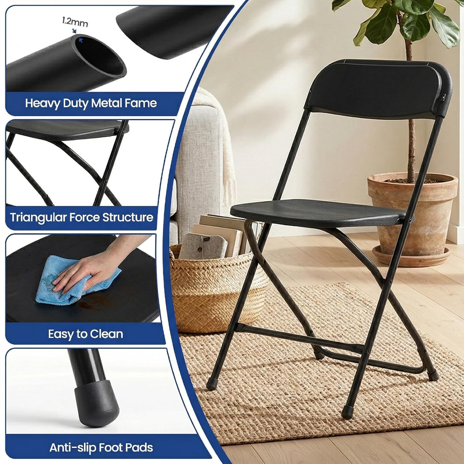 Sedia Pieghevole Nera con Tela - Outdoor Furniture Metal Chairs recensione e prezzo